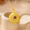 Luxury  Pure Gold Real Gold Women's Light Disc Pendant Clavicle Chain