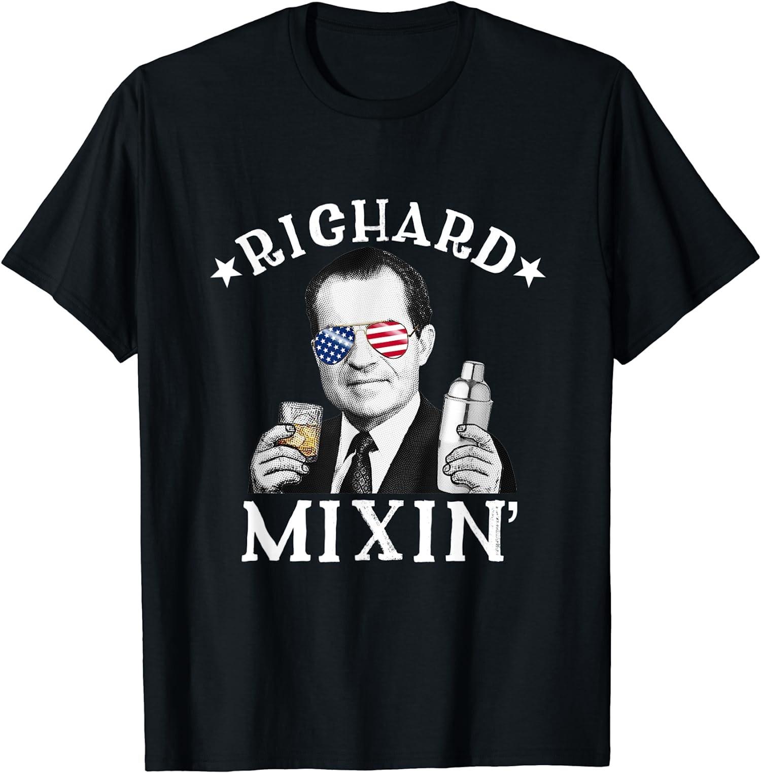 NEW! Richard Mixin Patriotic July Drinking President Nixon Tee - MADE IN USA XXL
