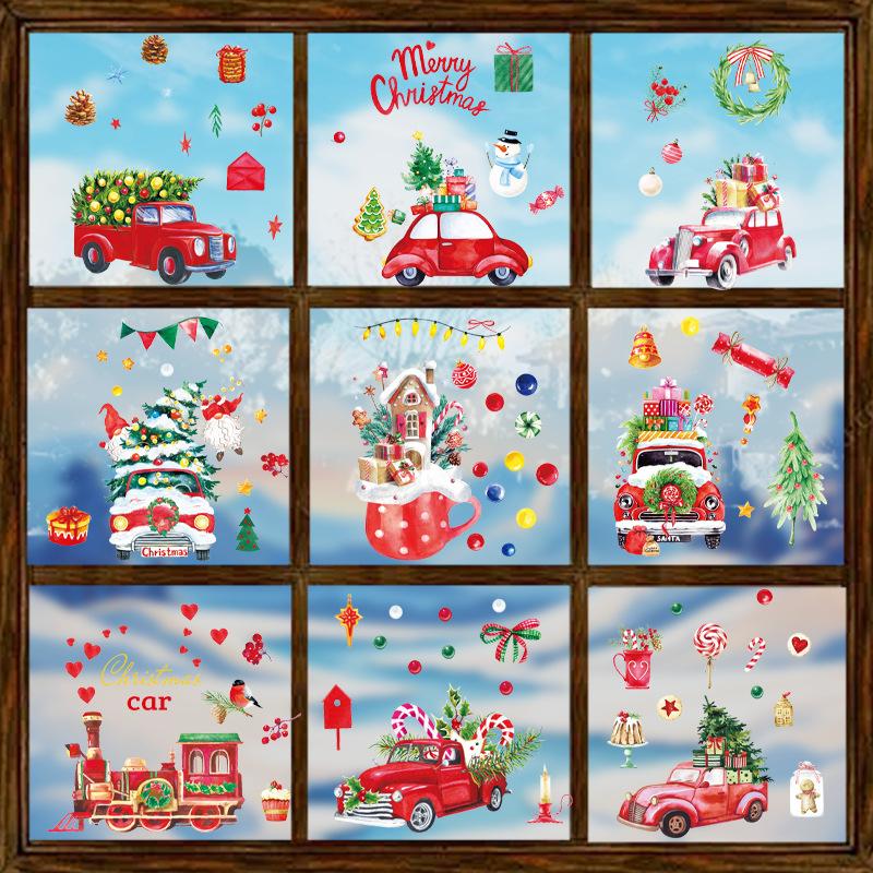 Christmas Car Static Electricity, Holiday Decorations, Glass Window Stickers, Window Display Decoration, Event Atmosphere Stickers