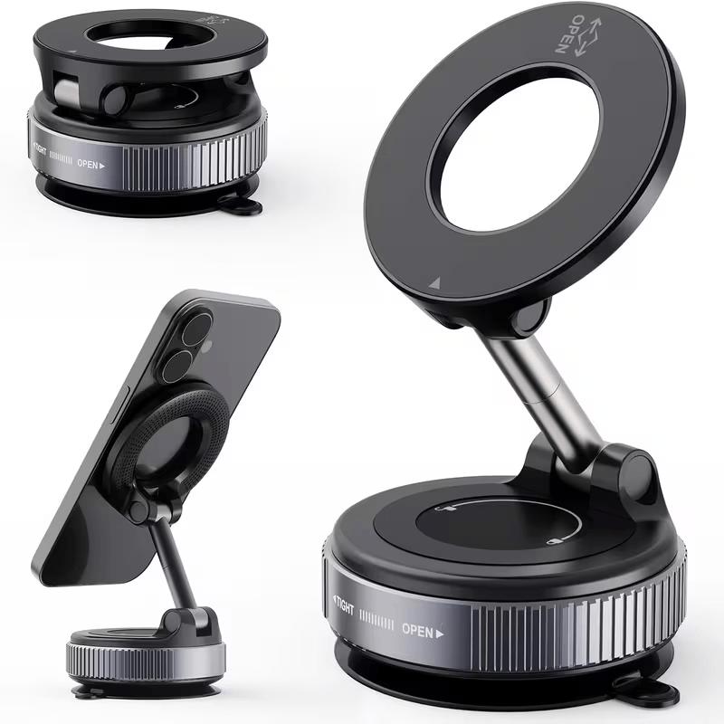 Universal Strong Magnetic Phone Holder 360° Adjustable Foldable Design Vacuum Car Mount For Cell Phone For iphone Live Streaming