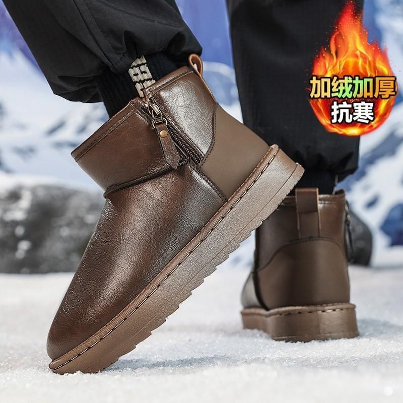 Snow boots winter velvet thickened warm large cotton shoes integrated waterproof and non-slip thick-soled bread shoes