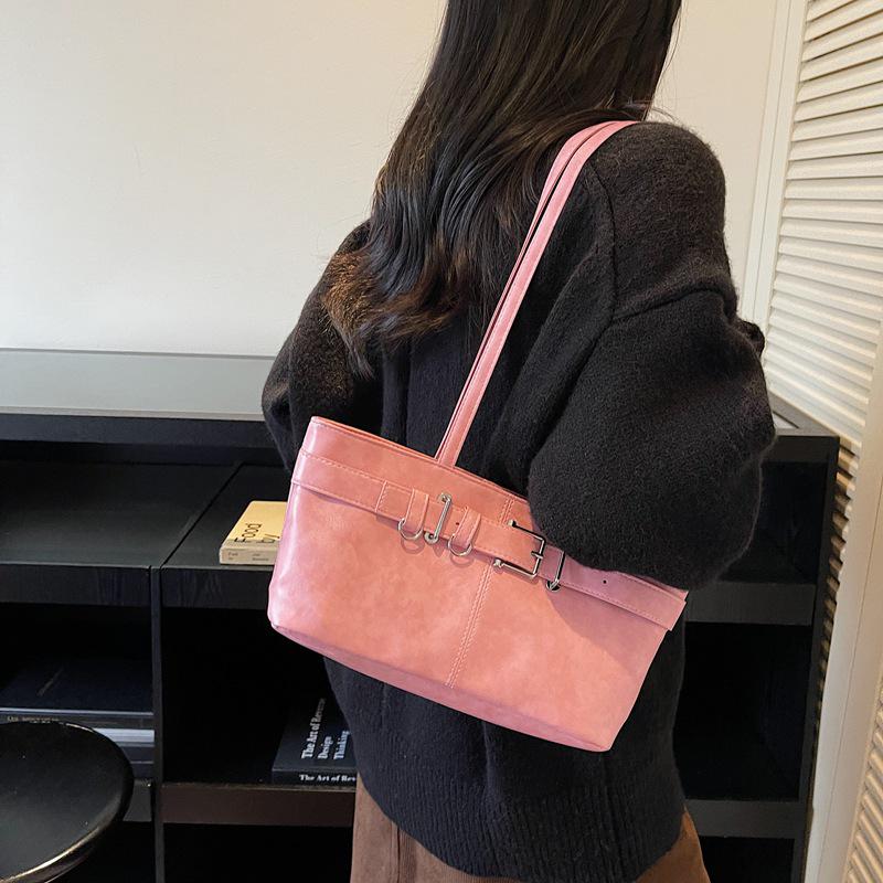 

Женская ретро-сумка-тоут большой вместимости - Осень/Зима 2025 Универсальная сумка на плечо и подмышку для моды и поездок на работу розовый