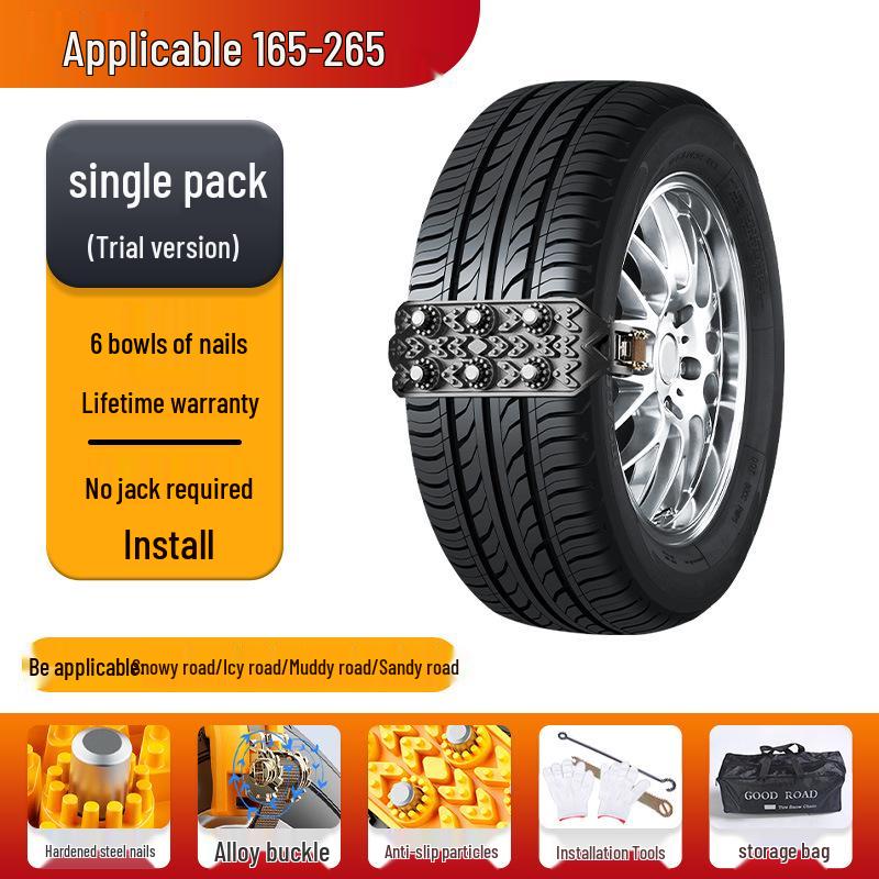 Universal Rubber Anti-Skid Tire Chains for Cars, SUVs, and Vans - Protects Tires In Winter Conditions