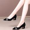 Fashion temperament rhinestone shallow mouth single shoes women's middle heel 2025 autumn new fashion versatile pointed thick heel high heels