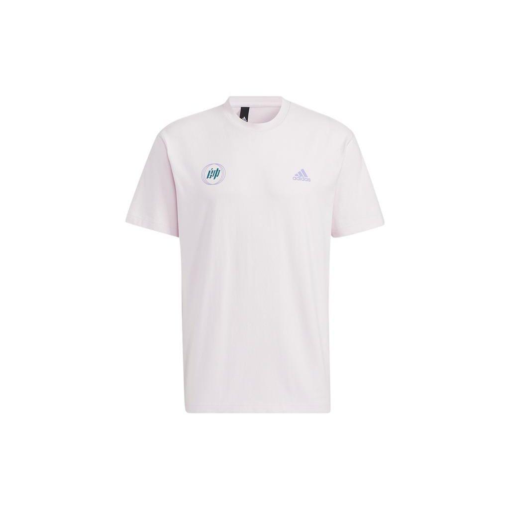 

Adidas Solid Logo Crew Neck T-Shirt Men Tops Pink HI3282