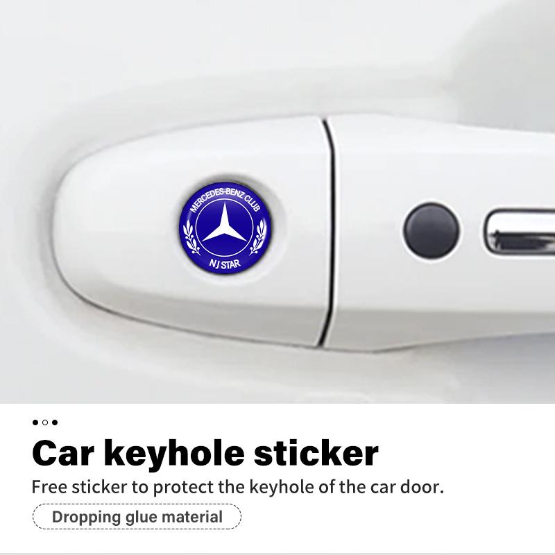 8pcs Car Door Keyhole Sticker Lock Protector Anti-blocking Decal For Mercedes Benz W202 W212 W126 W140 W168 W177 CLS GLE GLC GLS QS1