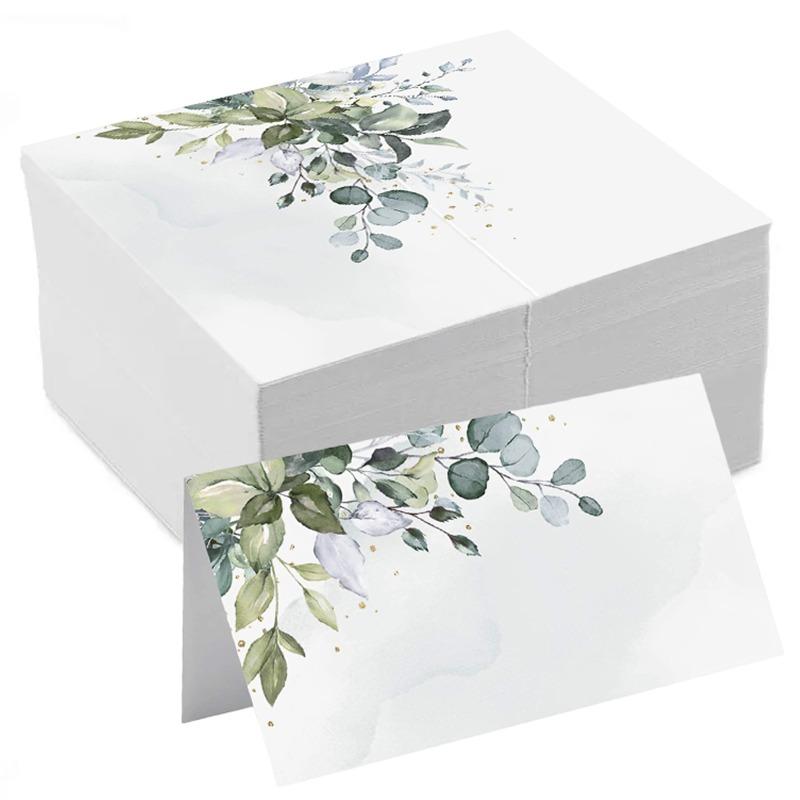 50pcs Flowers Plants Printed Number Card Name Pla Cards Tabletop Card Party Supplies Greeting Card Banquet Wedding Seat Cards