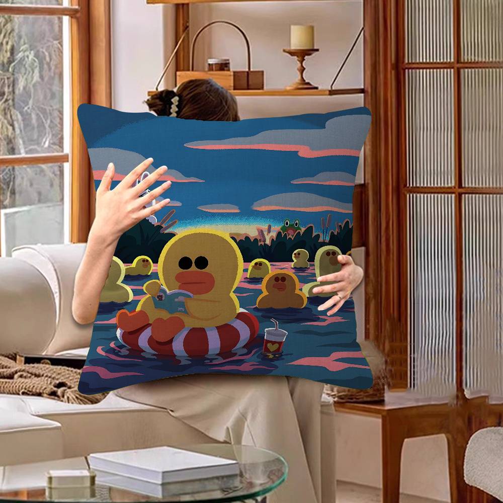 Cute Cartoon Art Duck Pillow Gift Home Office Decoration Bedroom Sofa Car Cushion Cover case 45x45