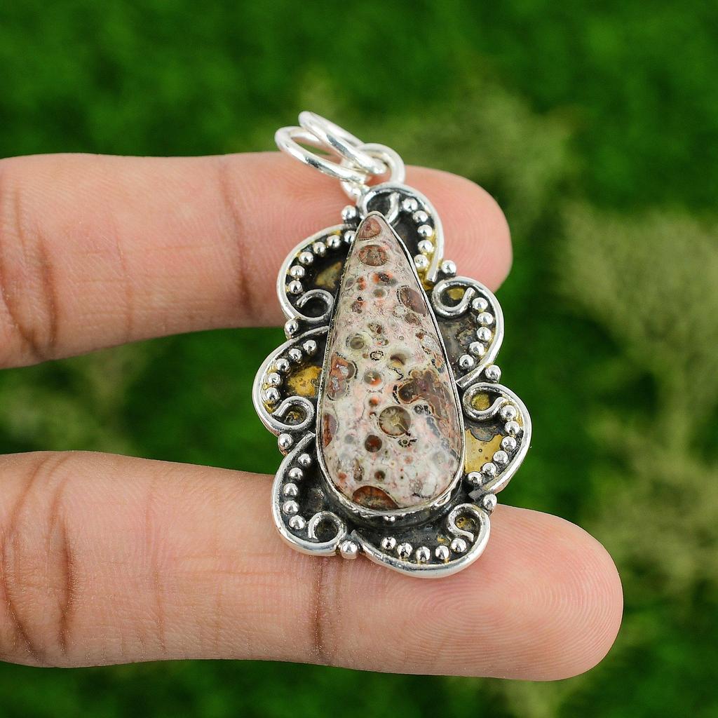Daughters Day Sale Natural Birds Eye Jasper 925 Sterling Silver Bezel Pendant