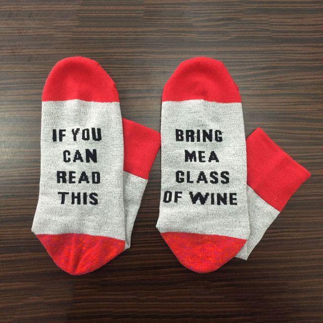 If You Can Read This Unisex Cotton Mid-calf Socks With Embroidered English Letters Breathable Shaping Sweat-absorbing