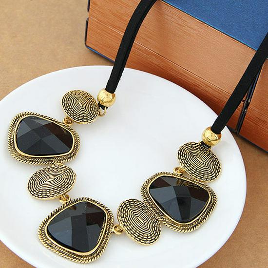 Chic Gold Geometric Statement Necklace