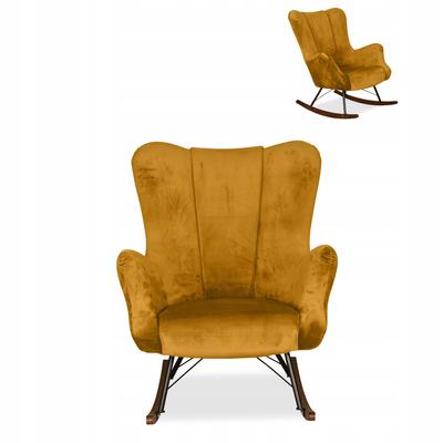 Scandinavian Vika Wing Chair, Rocking, On Runners,, Mustard Yellow