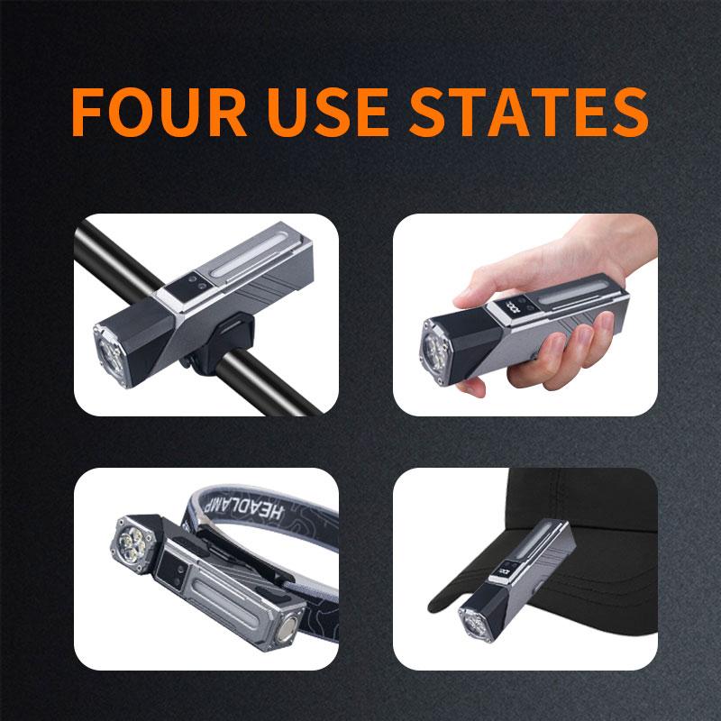 Rotatable LED Headlamp with Magnet Tail & Side Light Motion Sensor USB Rechargeable for Cycling Work Hiking Camping Running