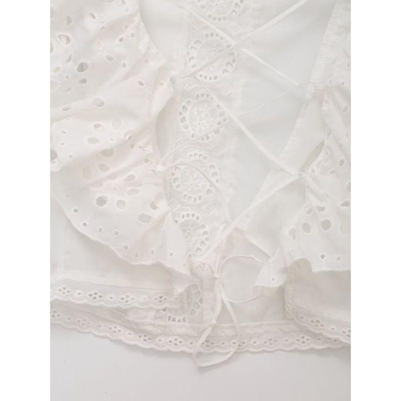 Kaslead New Arrival Women's Clothing Fashion Style Fashion All-Match Cut Out Embroider Laminated Decoration Tops 3666086