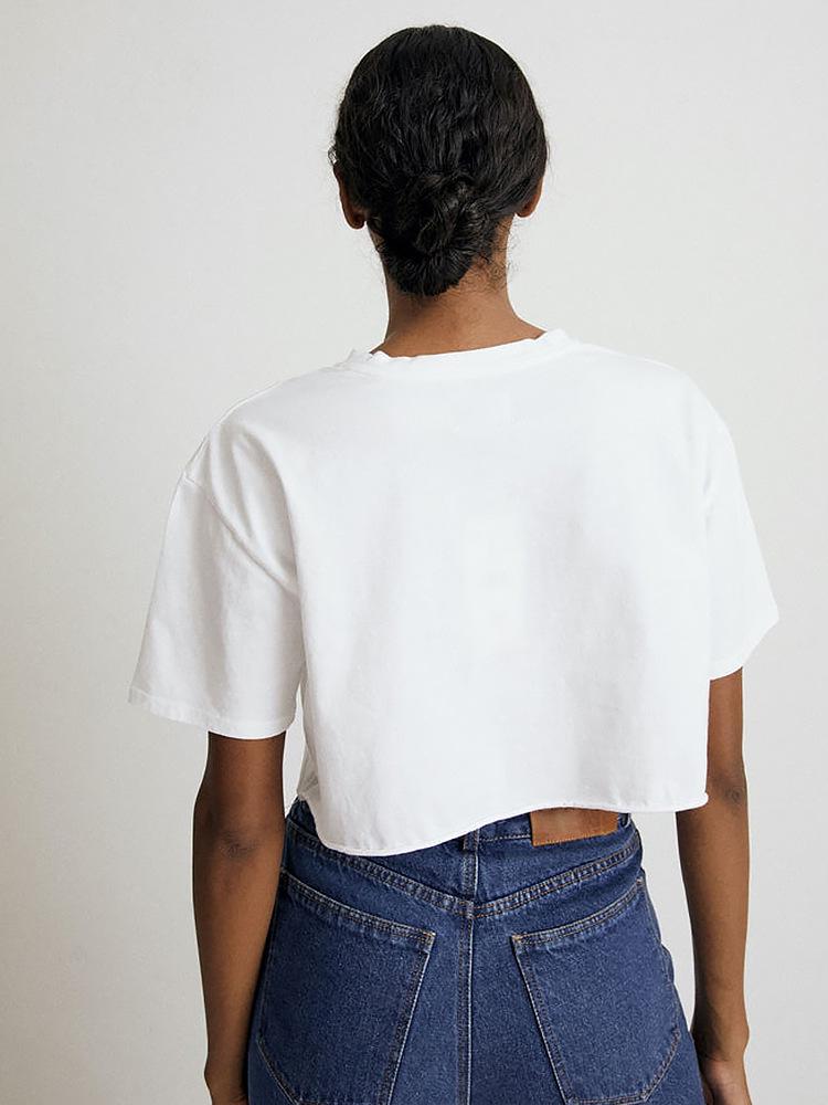 American Spicy Girl Short Sleeve Crop Top - Women's Summer Cotton Round Neck T-Shirt