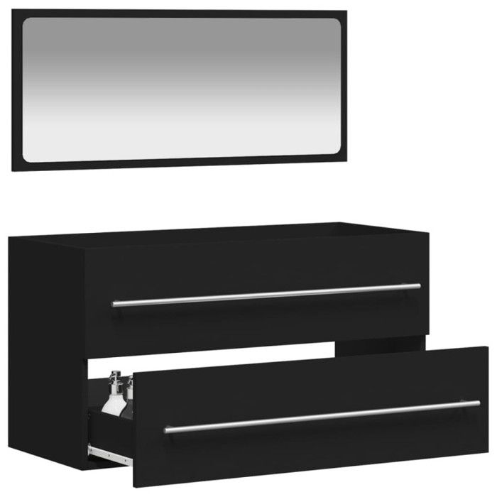 VidaXL Armoire de salle de bain avec miroir noir bois d'ingénierie 833880