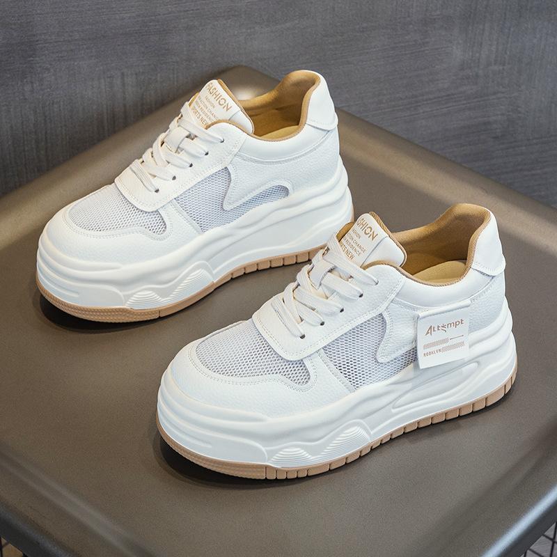 

Height-increasing Casual Women s Shoes with Breathable Mesh and Thick Soles 40 абрикосовий/білий