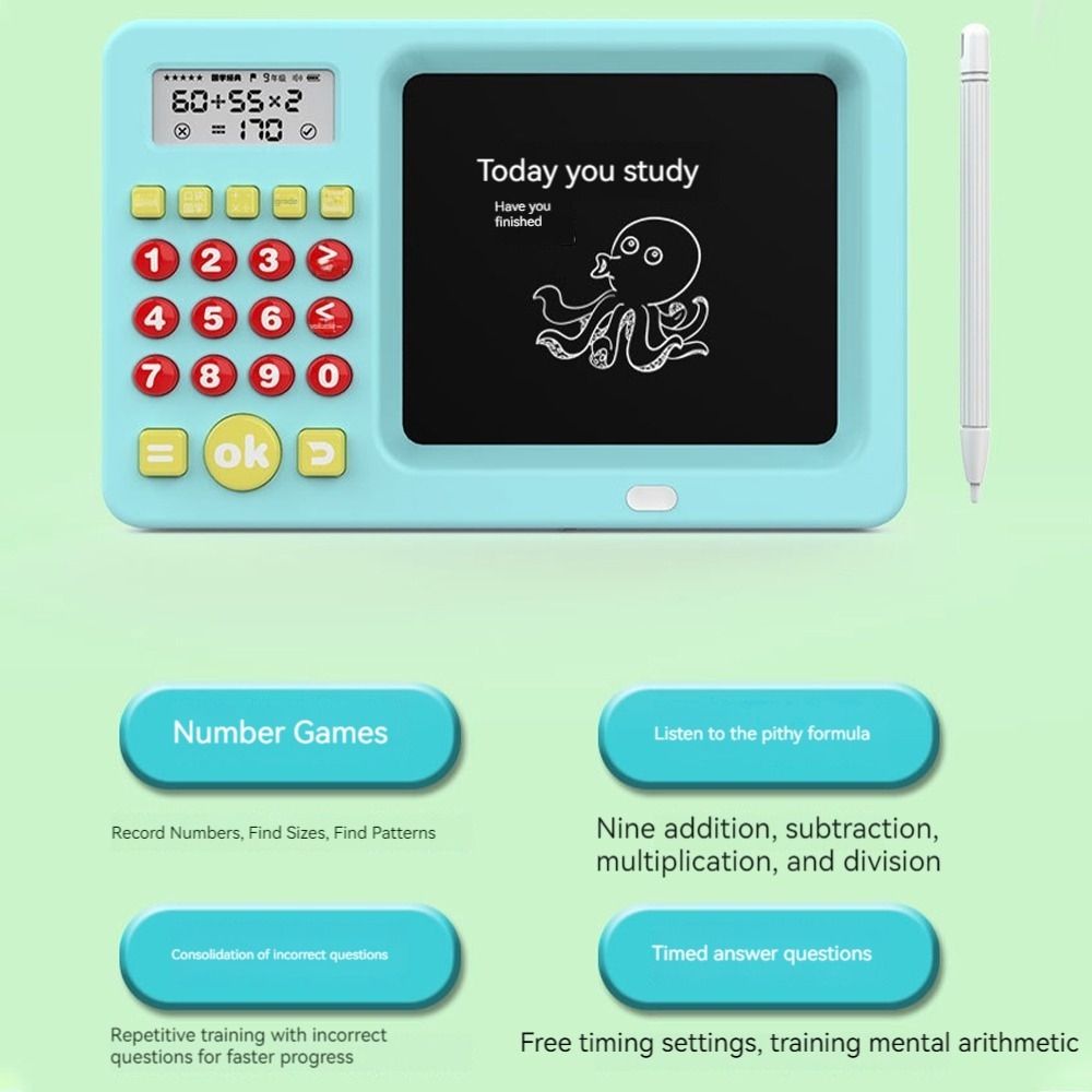 2 in 1 Maths Teaching Calculator LCD Screen Children's Drawing Board Girls/Boys