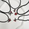 Fashionable Necklace Adornment With Black Crystal Beads Highlighting Heart And Butterfly Symbols For Modern Women