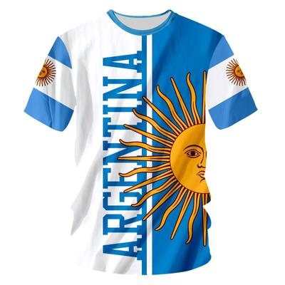 Flaga Argentyny Godło Narodowe Koszulki Koszulka z Nadrukiem 3D Letnia Koszulka Dziecięca Casual Chłopcy Dziewczęta Koszulki