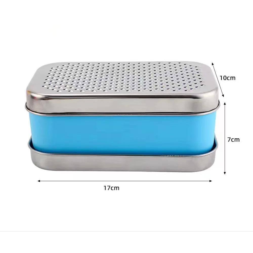 

Двусторонняя терка для сыра, портативная терка для имбиря, чеснока с крышкой-контейнером из нержавеющей стали, для фруктов, овощей, домашнего кухонного инструмента