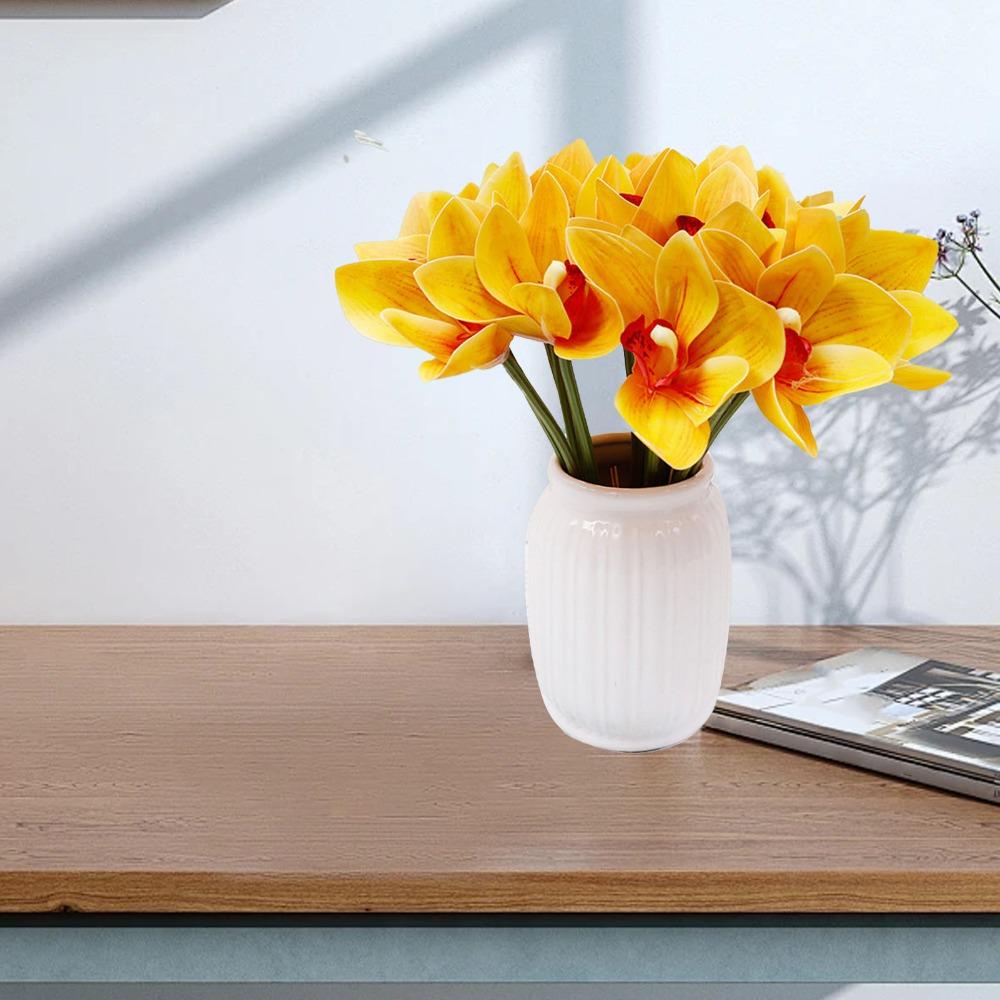 3D Printed Faux Orchid Decor 6 Stems Fake Orchid Bouquet Silk Orchid Decorations Table Centerpiece