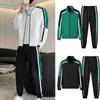 Fashion Korean Version Men's Patchwork Zippered Sportswear+Pants Set  New Spring Autumn Casual Jogging Fitness Two-Piece Set