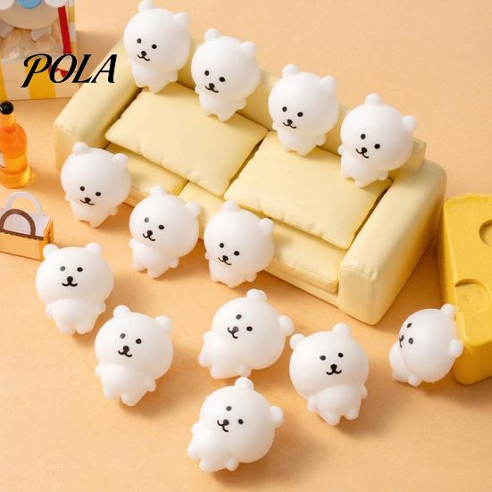 4Pcs Mini Cartoon Bear Squeeze Toy, Stress Relief White Bear Sensory Toy, Focus Aid Hand Relaxation Fidget Toy, Party Favors