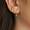 3PCS Fashion Green Zircon Water Drop Dangle Earrings Set For Women Minimal Huggie Stainless Steel Drop Earring Piercing Jewelry