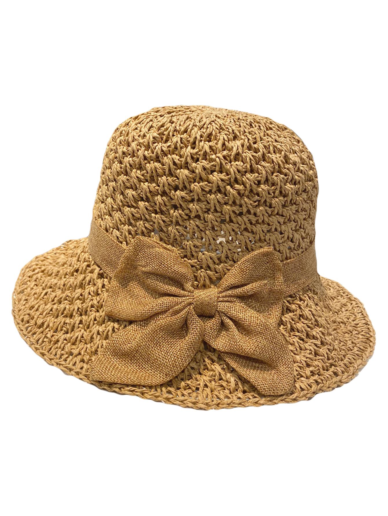 

Handmade Straw Hat for Women Summer Fashion Bowknot Foldable Sunscreen Panama Lady Sweet Wide Brim UV Sunscreen Beach Cap Girl хакі