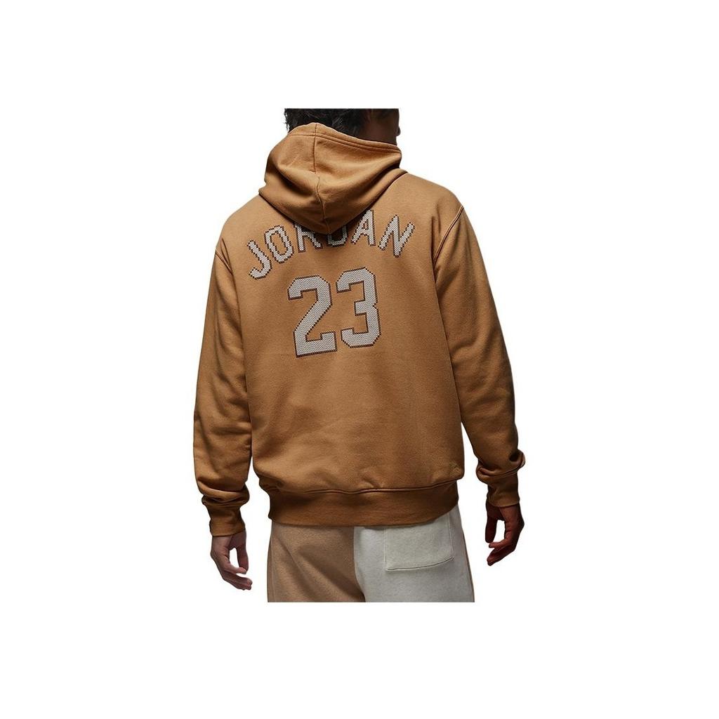 Jordan Essentials Holiday Alphanumeric Logo Print Casual Long-Sleeve Fleece Hoodie Men Hoodie Brown FD7466-281