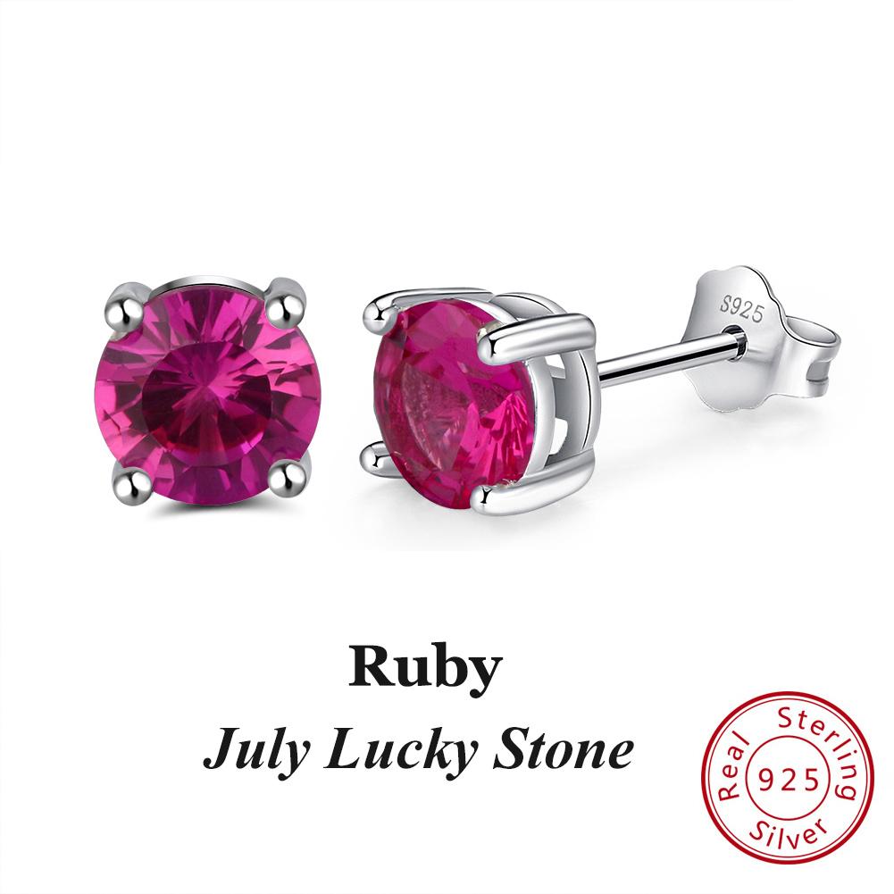 ORSA JEWELS 925 Sterling Silver Birthstone Stud Earrings for Women Sparkling Heart Cut CZ Small Earrings Birthday Gift APE32