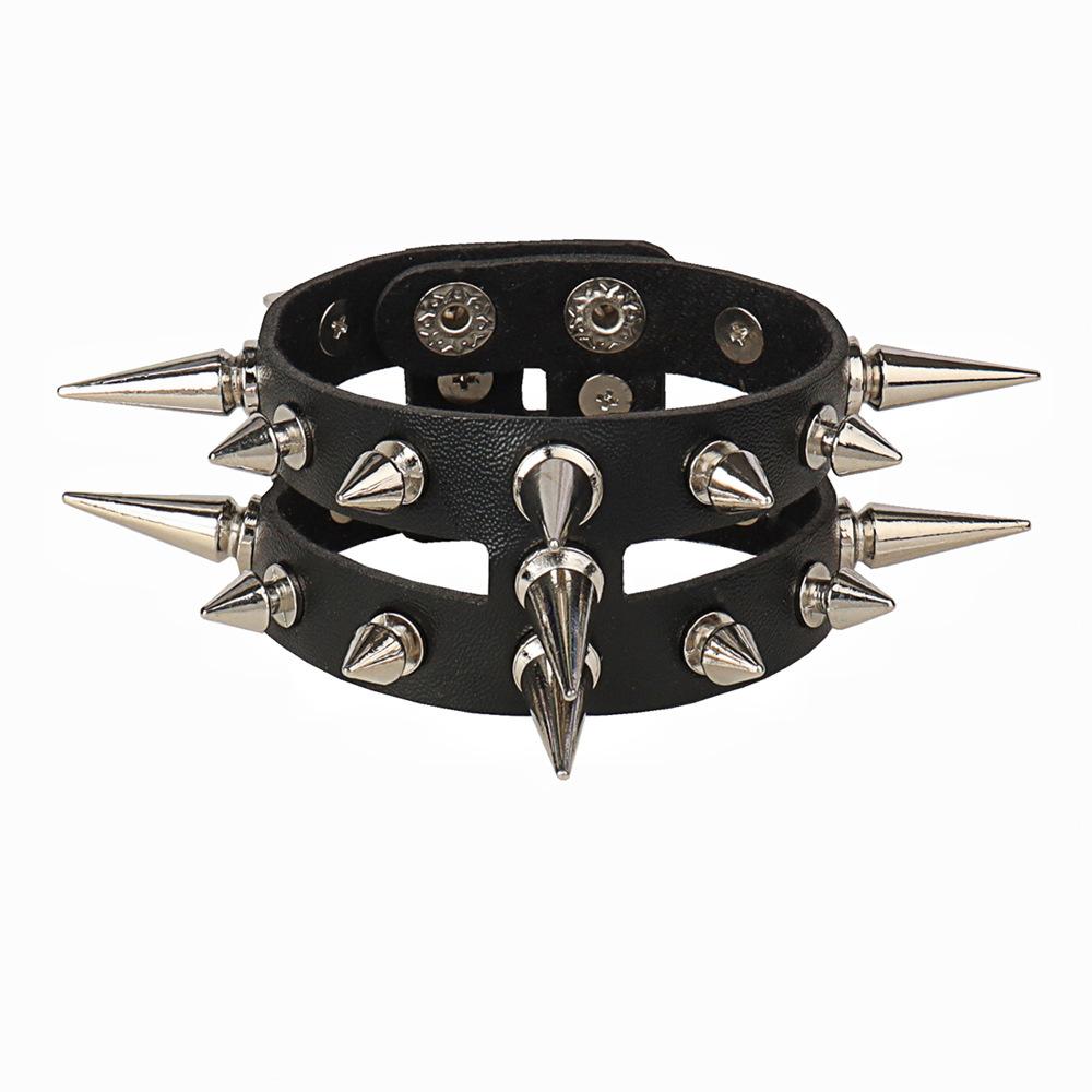 DIEZI Punk Goth Bat Skeleton Wrap Bracelet Women Men Vintage Harajuku Black PU Leather Chain Bracelet Bangles Halloween Jewelry