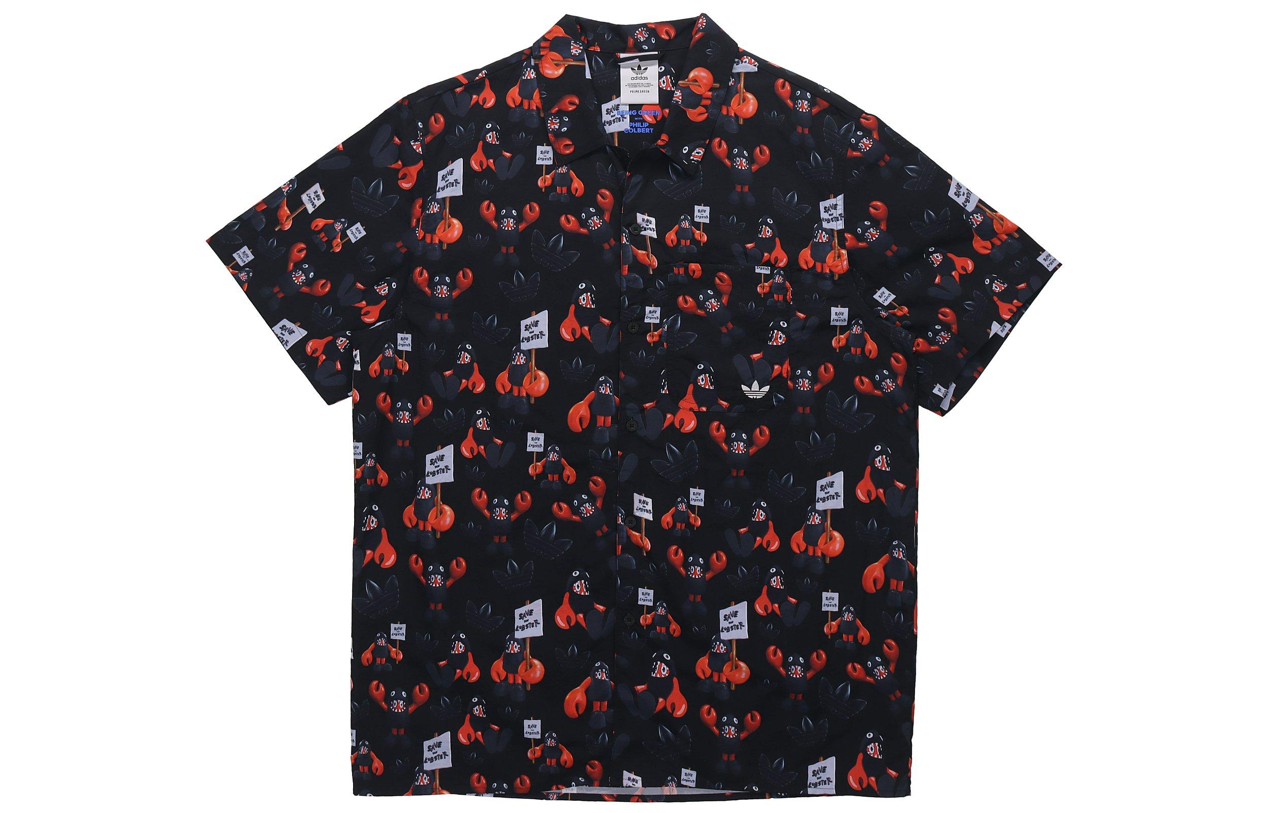 Adidas Originals Shirts Men s Black Cuban Collar Moderate Shirt HA4701 XL