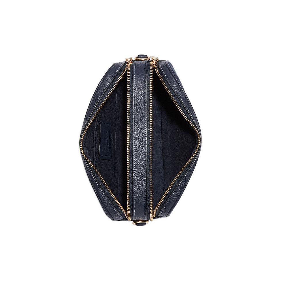 Coach Jes 25 Logo Print Zipper Fabric With Leather Shoulder Crossbody Bag Medium Women Bags Denim-Blue C8585-IMDEN
