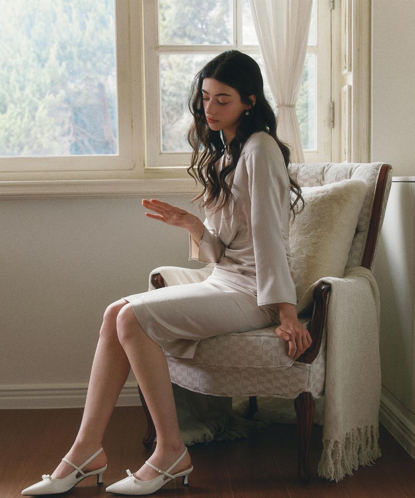 Neimkategoli Yves Draping Shirring Dress_Matte Beige