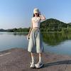 Light Blue Women's Wide-Leg Denim Shorts - Summer 2025 Pear-Shaped Slimming Trend