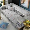 Four Seasons Chenille Armchair Cushion Big Flower Non-slip Cushion Sofa Set Green Color Big Skirt Hem 18cm Lace Sofa Towel