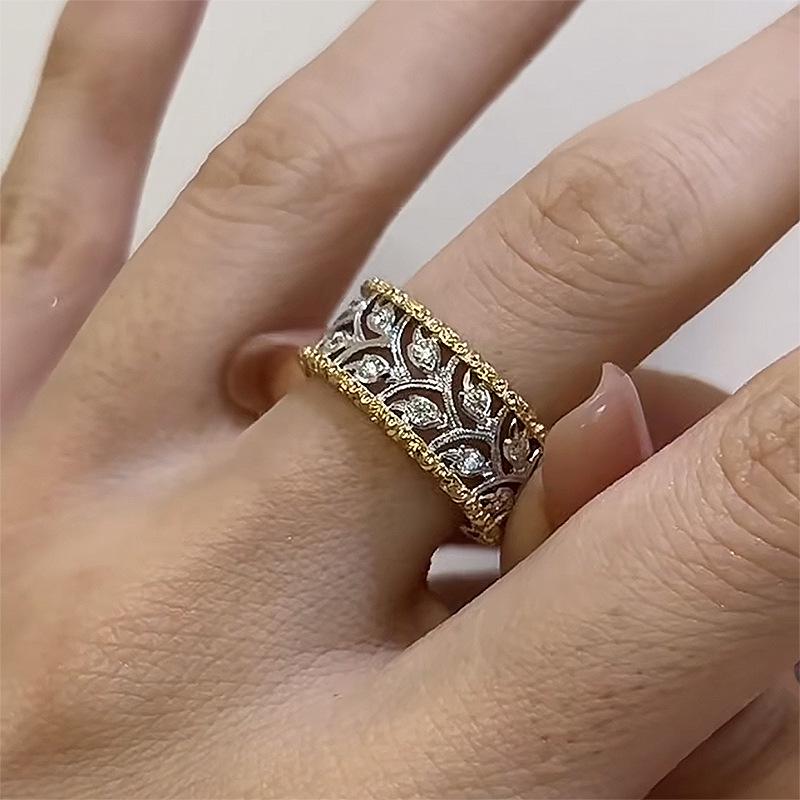 Luoxi Temple Jewelry: 925 Sterling Silver Retro Hollow Ring for Women - New Light Luxury Style