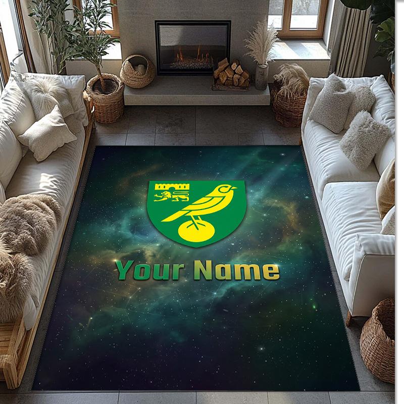 Norwich City Printed Crystal Velvet Rug Non‑Slip Crystal Velvet Carpet For Sofa Bedroom Indoor Home Decoration