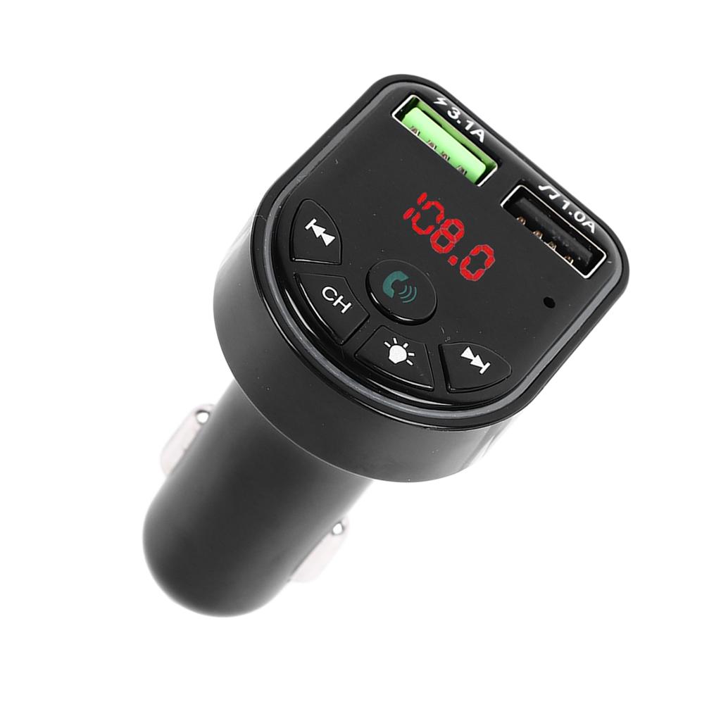 Transmisor Bluetooth Luz Ambiental Integrada Carga Rápida Llamadas Manos Libres Reproductor de Música MP3 para Coches