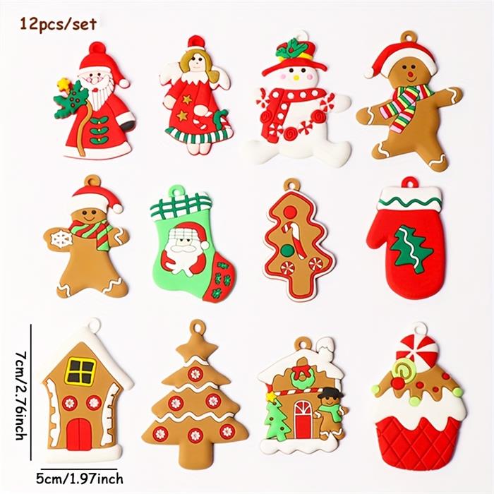 6/12pcs Gingerbread Man Ornaments Xmas Tree Hanging Pendant Christmas Decorations for Home 2024 New Year Gift Navidad Noel