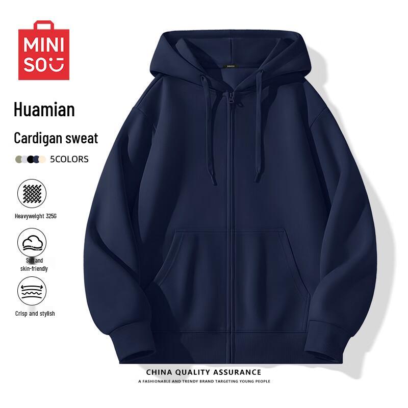 

MINISO Men s 330G Heavyweight Casual Loose Fit Hooded Zip-up Sweatshirt 4XL