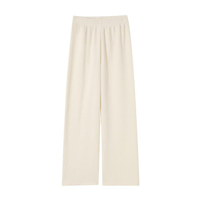 Narrow Vertical Striped Fleece Wide Leg Pants Women's Autumn and Winter Loose High Waist Straight Casual Pants Long Pants
