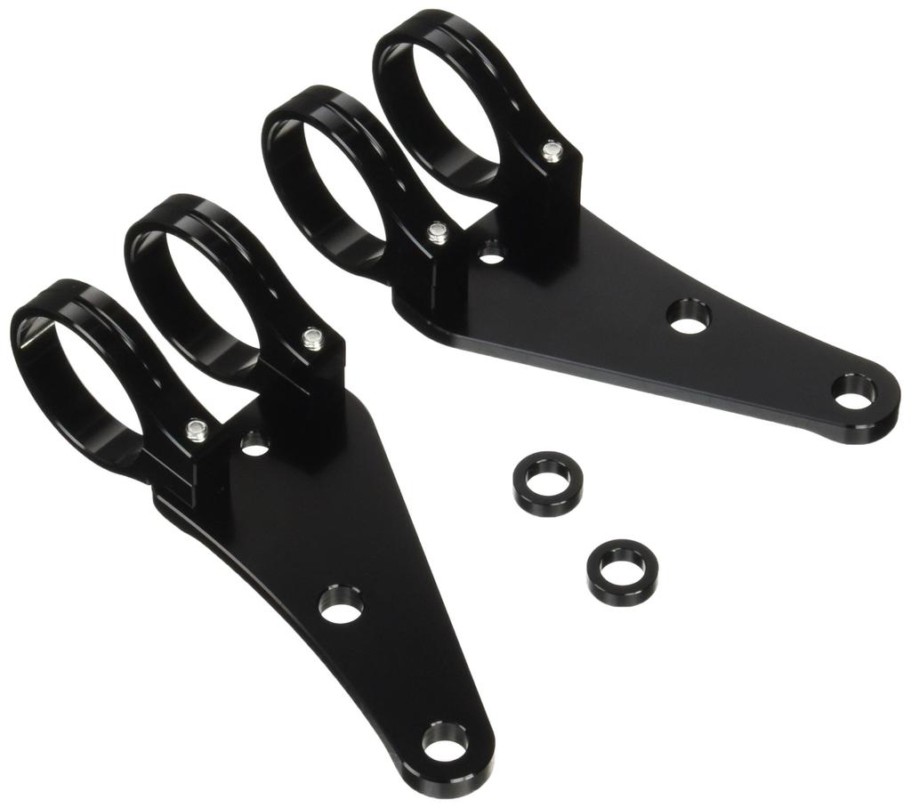 POSH 030048-06 Motorcycle Supplies Machine Long Headlight Stay, 2 Circle Clamp Type, Fork Diameter 1.6 Inches (41 Mm), Black