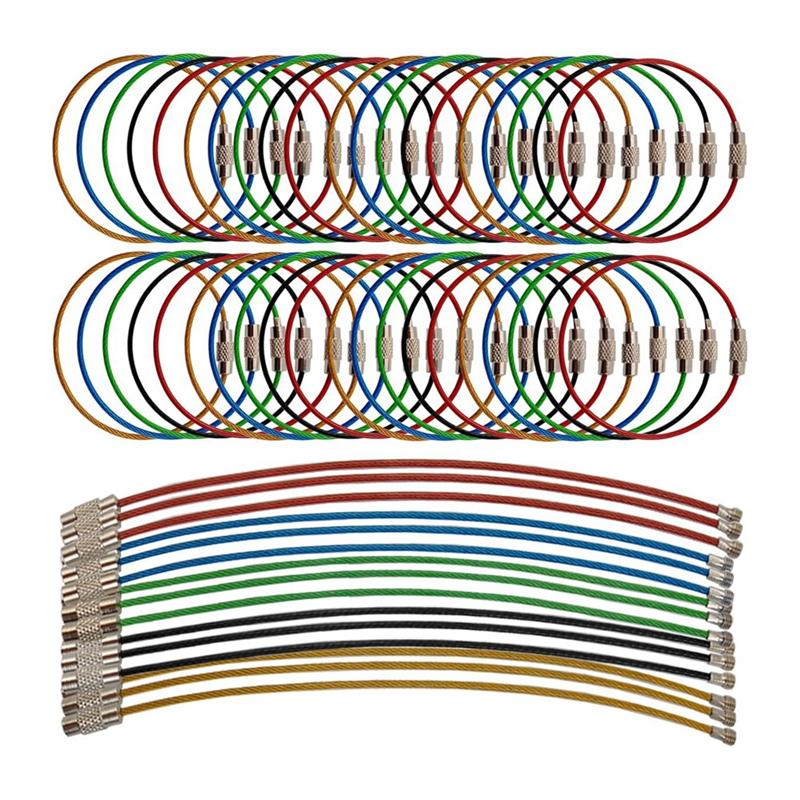 

M-Modern-100PCS Keychain, 5.9 Inches Stainless Steel Wire Ring Loop Rings For Hanging Luggage Tag, Keys Keepers