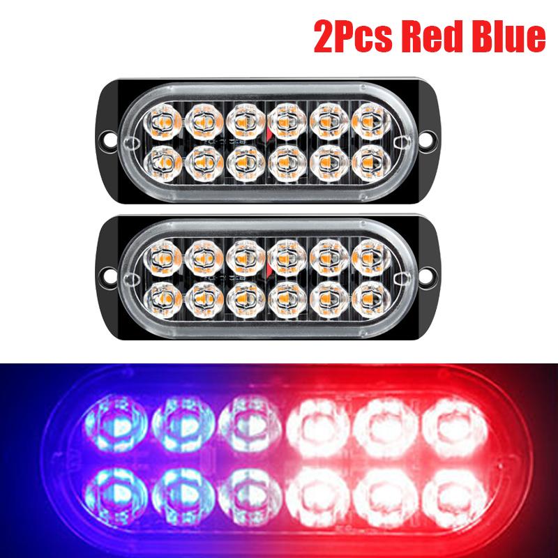 2Pcs 12LED Car Strobe Warning Light Grill Flashing Breakdown Emergency Lamp Car Truck Trailer Beacon Lamps LED Side Lights