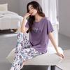 Pajamas Women's Summer Modal Short-sleeved Trousers Thin Summer Can Wear Cold Silk Cold Middle-aged Mother Loungewear