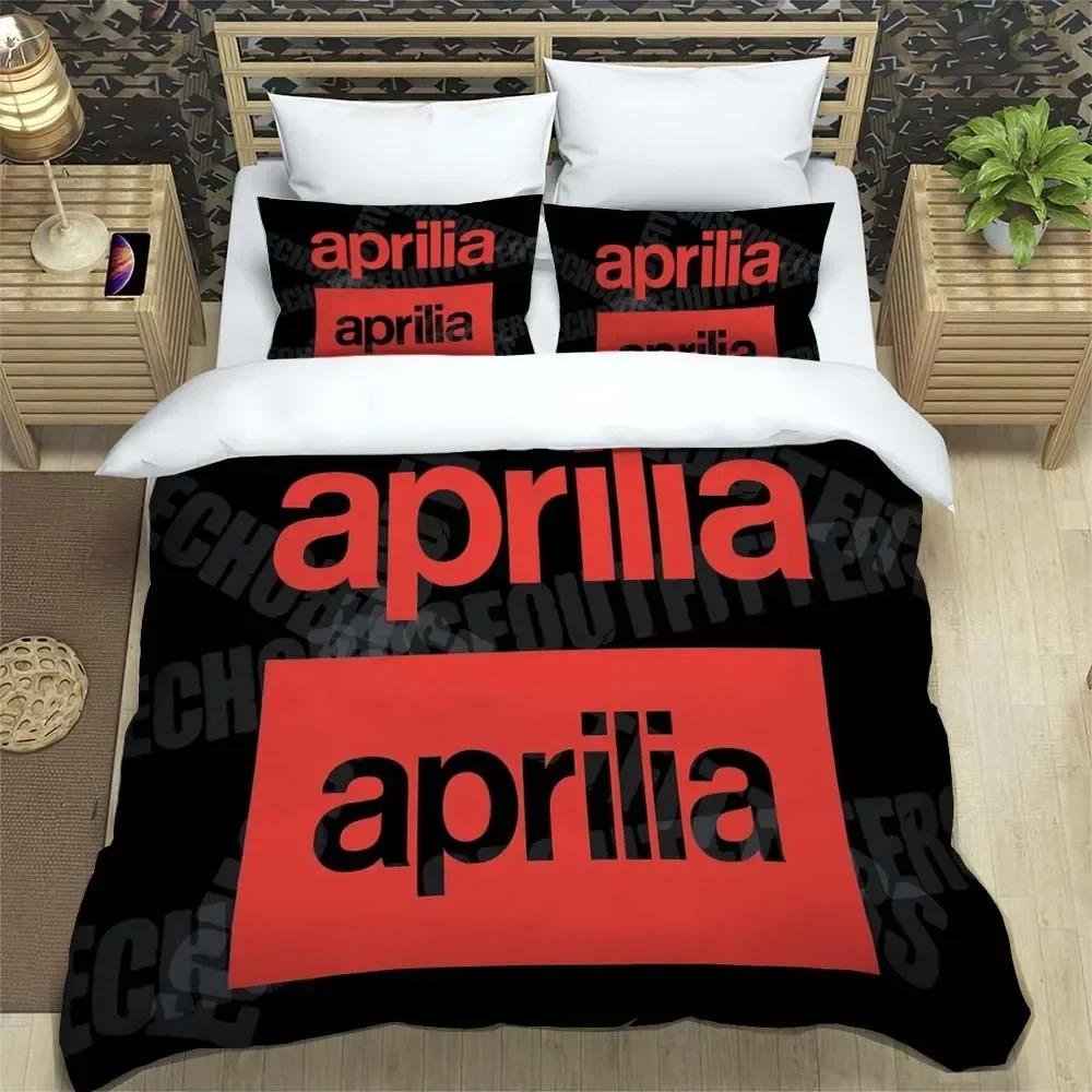 Ensemble de literie Moto Flotte A-Aprilia Housse de couette Taie d'oreiller Taille Simple Jumeau Cadeau pour Étudiant Adulte Ensemble 2/3 pièces Décoration de Maison 100x135cm (2pcs) black