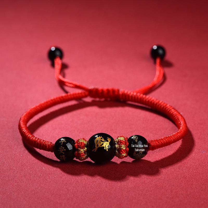 2026 Jahr des Pferdes Rotes Band Armband: Handgeknüpftes Rotes Seil für Tai Sui, Pferd, Ratte, Ochse und Hase